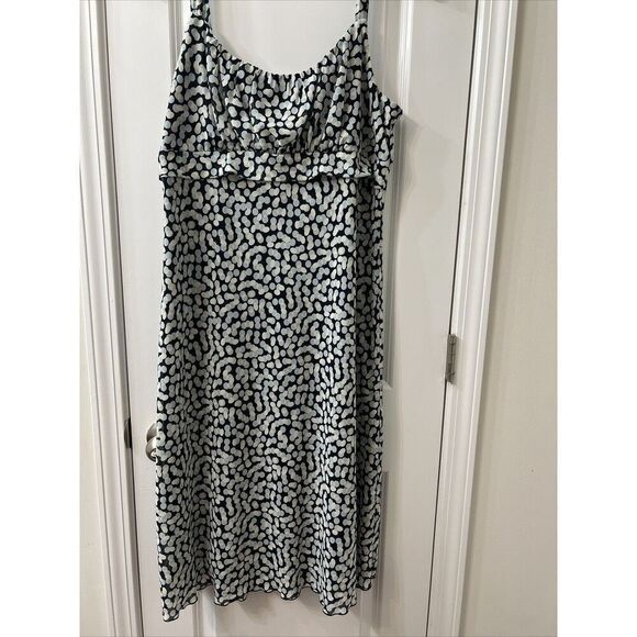 BELIEVE Midi Dress Size 16‎ Chiffon Ruffle Hemline Sleeveless VINTAGE Dots - Picture 1 of 7